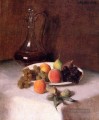 eine Karaffe Wein und Obstteller auf einem weißen Tischdecke Henri Fantin Latour